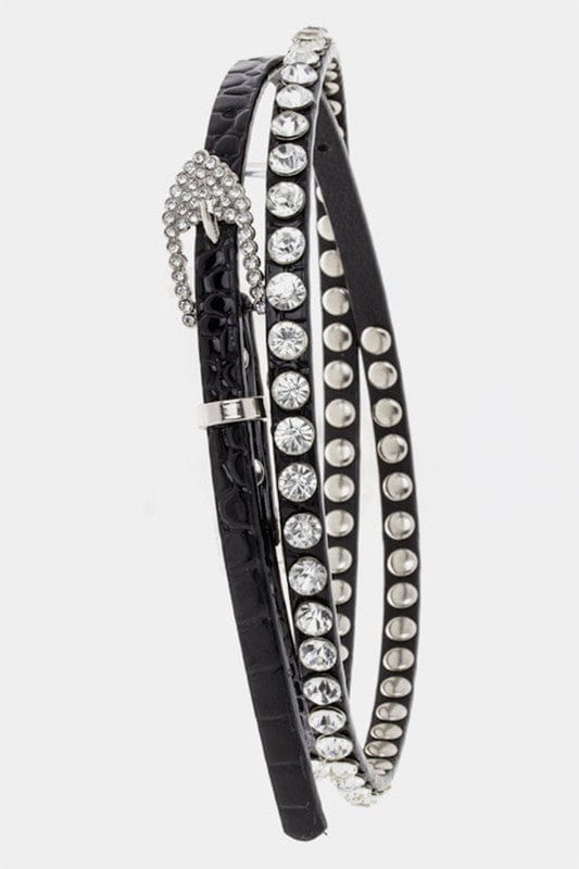 YD Boutique Belts Black Rhinestone Belt