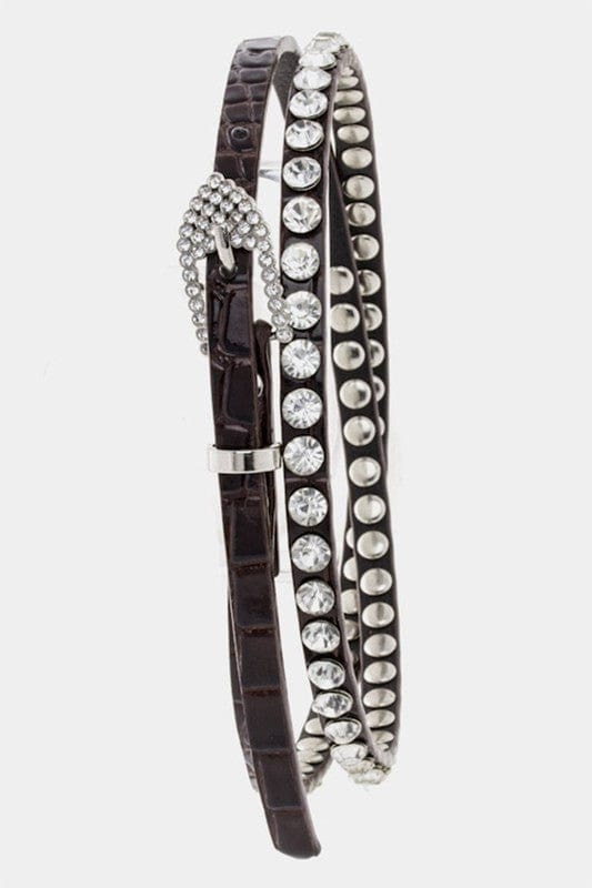 YD Boutique Belts Brown Rhinestone Belt