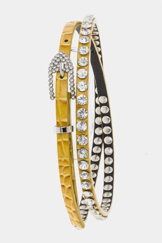 YD Boutique Belts Mustard Rhinestone Belt