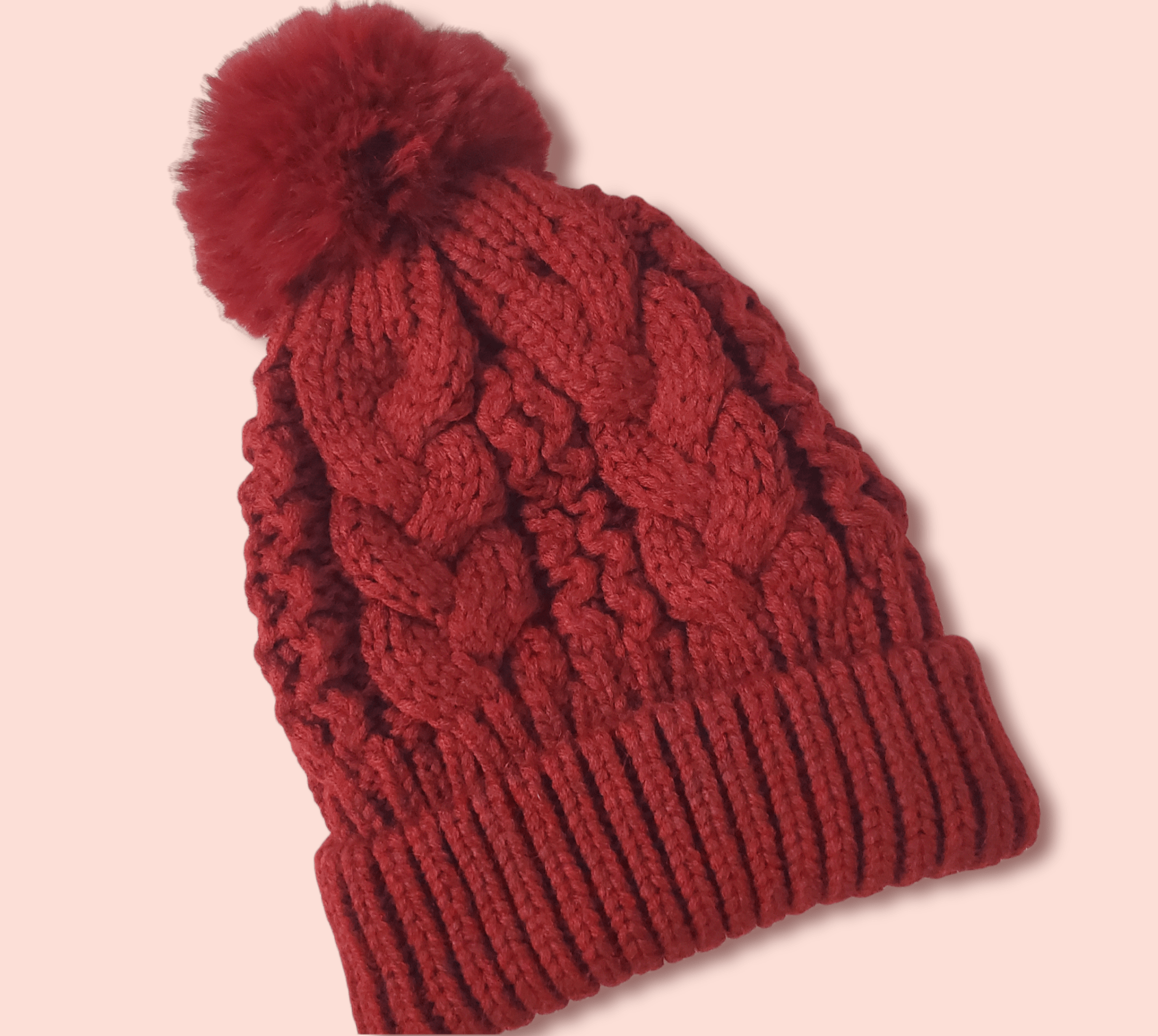 YD Boutique Hats Burgundy Beanie Hats with Sherpa Lining