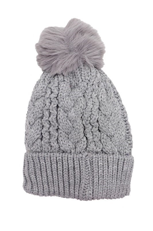 YD Boutique Hats Gray Beanie Hats with Sherpa Lining