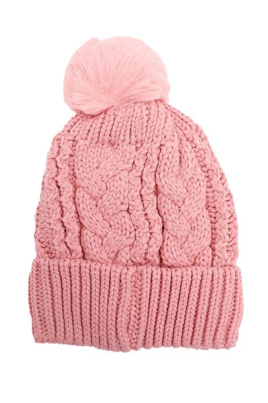 YD Boutique Hats Pink Beanie Hats with Sherpa Lining