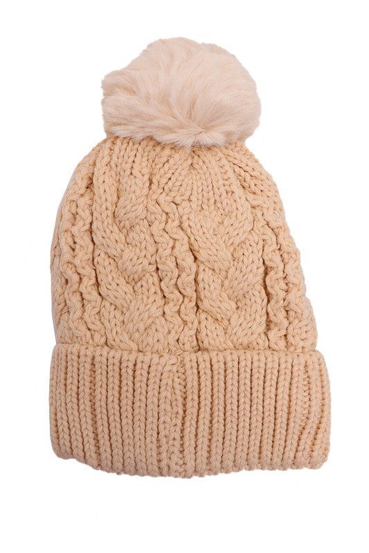 YD Boutique Hats Tan Beanie Hats with Sherpa Lining