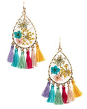 YD Boutique LLC Earrings Multi Floral Resin Teardrop Tassel Earring