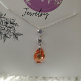 YD Boutique Necklaces Champagne Crystal With Cubic Zirconia & Chain Necklace