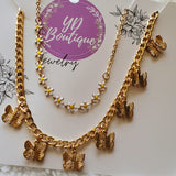 YD Boutique Necklaces Daisies & Butterflies Epoxy Layer Necklace.