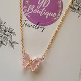 YD Boutique Necklaces Pink Crystal Iridescent Butterfly Necklace