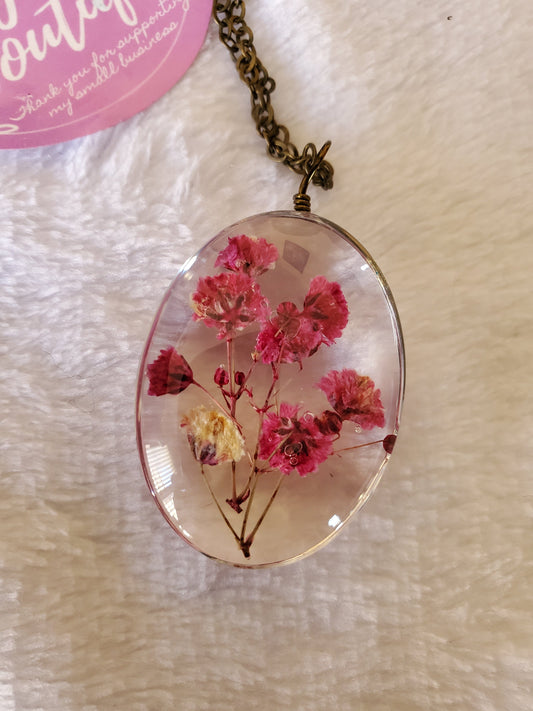 YD Boutique Necklaces Purple Real Dried Flower Botanical Blown Glass Necklace