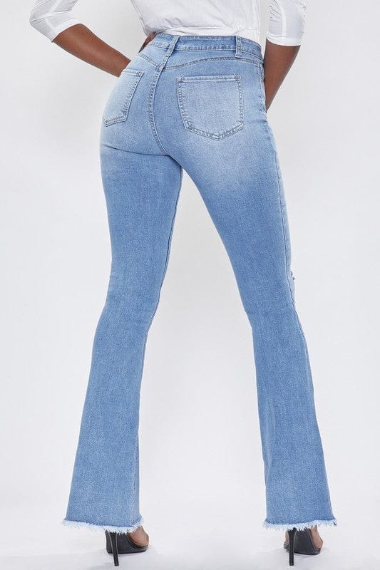 YD Boutique Pants YMI-High-Rise Flared Jean W/ Frayed Hem -Long Inseam-
